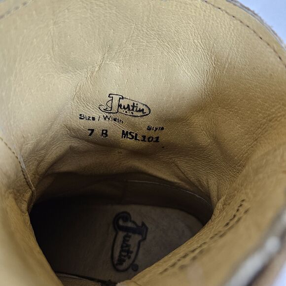 Justin Rustico Leather Boot Women 7 Distressed Western Cowgirl Tassel Brown Boho - Picture 16 of 16